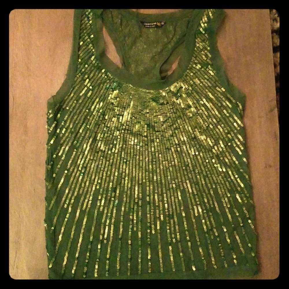 Beaded Mesh Racerback Top